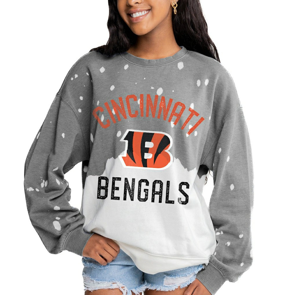 Cincinnati Bengals Gameday Couture Women's Oversized Coin Toss Faded French Terry Tri-Blend Pullover Sweatshirt | NFL Near me
