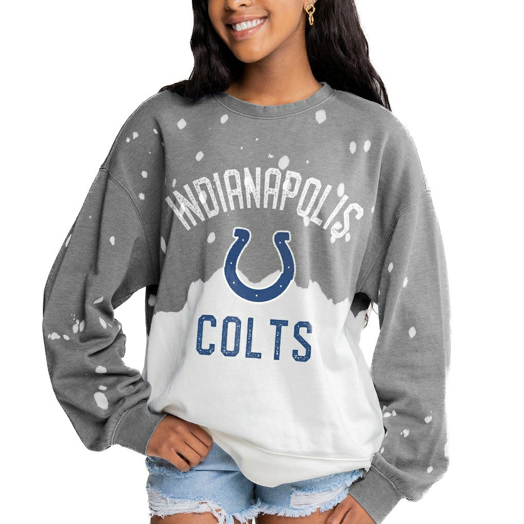 Indianapolis Colts Gameday Couture Women's Oversized Coin Toss Faded French Terry Tri-Blend Pullover Sweatshirt | NFL On sale