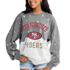 San Francisco 49ers Gameday Couture Women's Oversized Coin Toss Faded French Terry Tri-Blend Pullover Sweatshirt | NFL Outlet