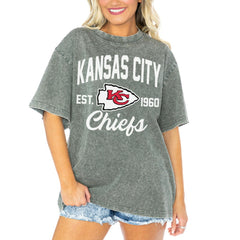 Kansas City Chiefs Gameday Couture Women's Tackle Titan Boyfriend Washed T-Shirt | NFL Hot