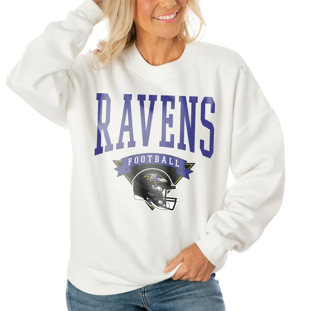 Baltimore Ravens Gameday Couture Women's Oversized Yard Line Tri-Blend Pullover Sweatshirt | NFL New