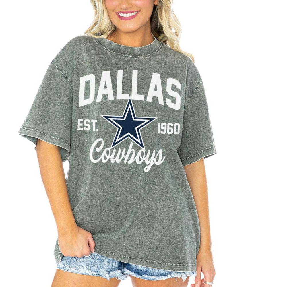 Dallas Cowboys Gameday Couture Women's Tackle Titan Boyfriend Washed T-Shirt | NFL On sale