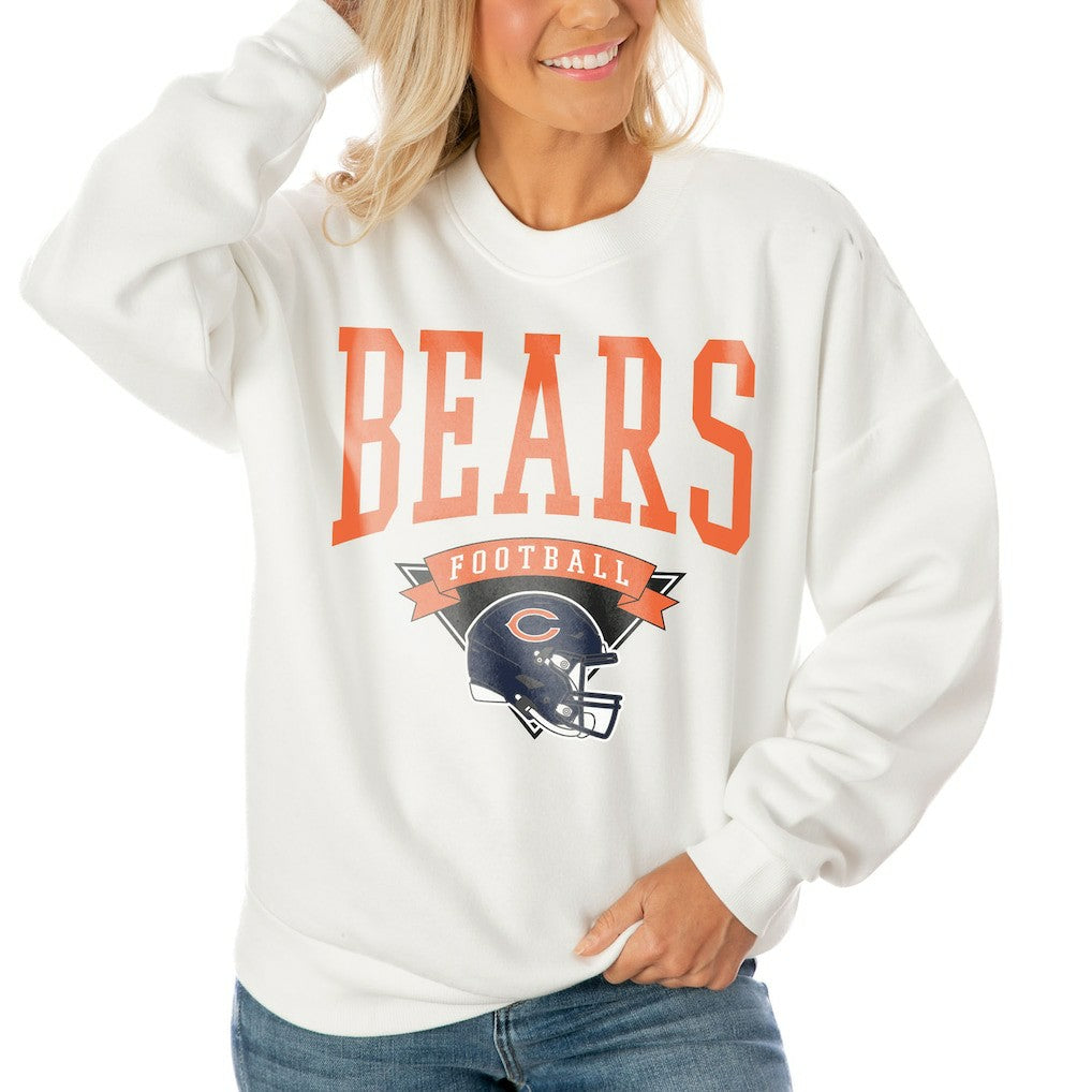 Chicago Bears Gameday Couture Women's Oversized Yard Line Tri-Blend Pullover Sweatshirt | NFL Online