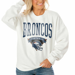 Denver Broncos Gameday Couture Women's Oversized Yard Line Tri-Blend Pullover Sweatshirt | NFL Outlet