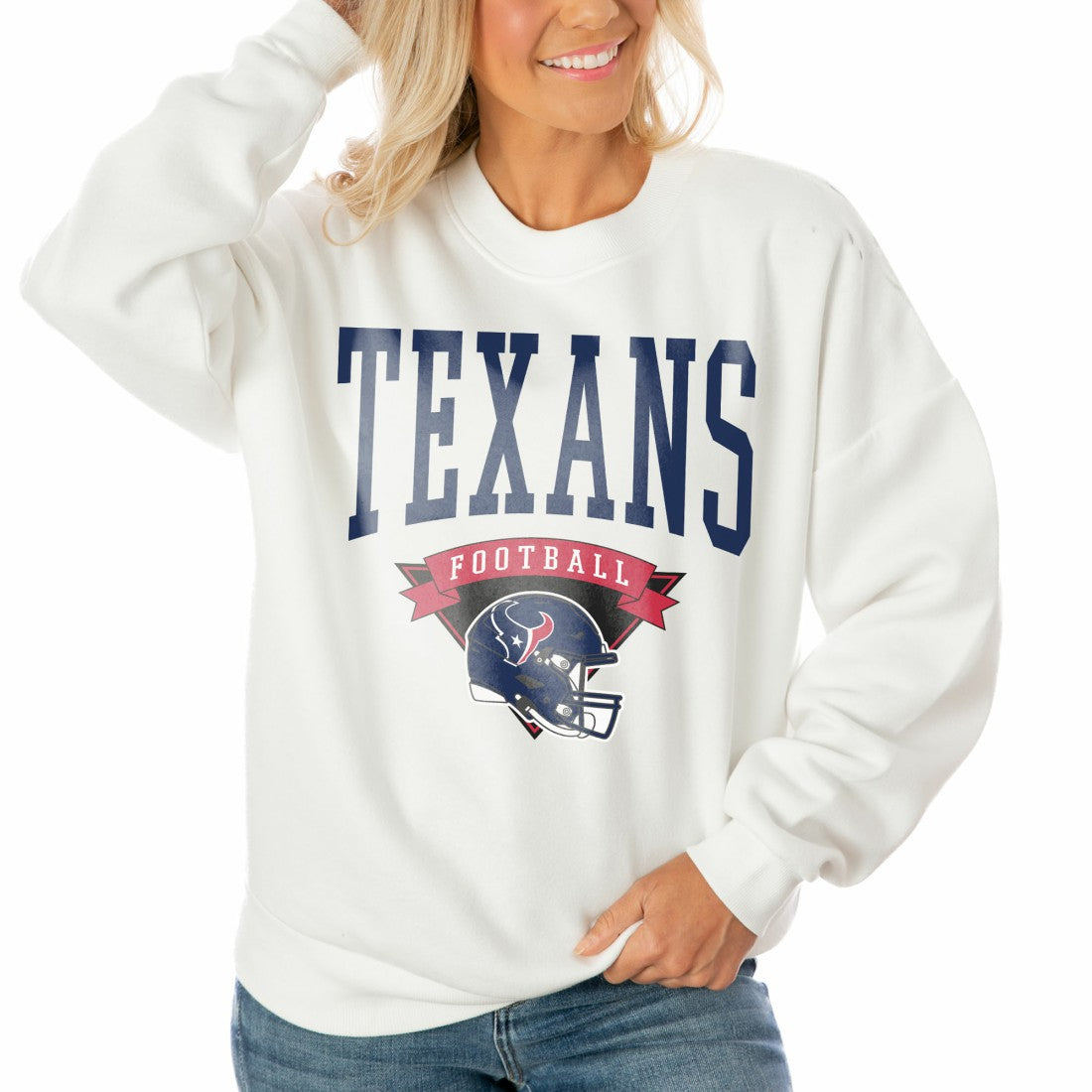 Houston Texans Gameday Couture Women's Oversized Yard Line Tri-Blend Pullover Sweatshirt | NFL Hot