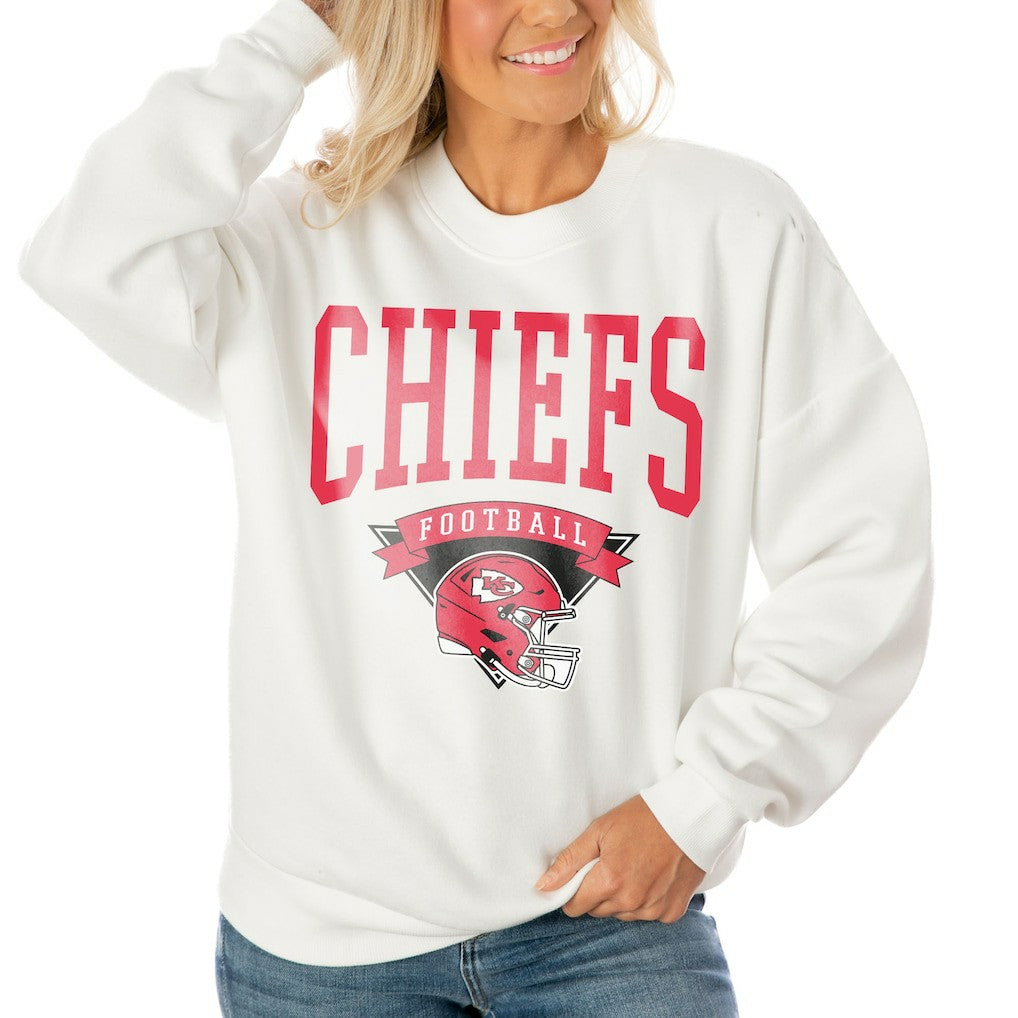 Kansas City Chiefs Gameday Couture Women's Oversized Yard Line Tri-Blend Pullover Sweatshirt | NFL Sale