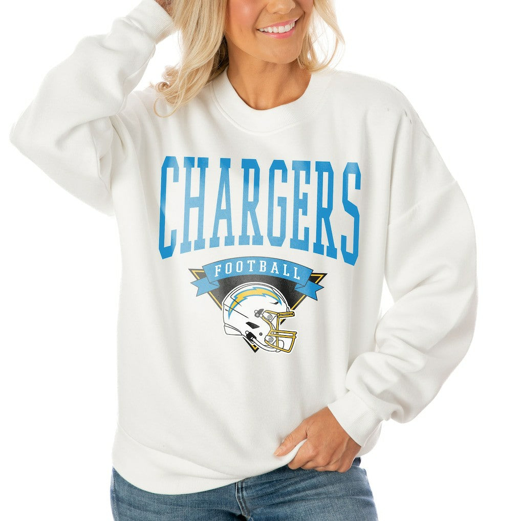 Los Angeles Chargers Gameday Couture Women's Oversized Yard Line Tri-Blend Pullover Sweatshirt | NFL Sale