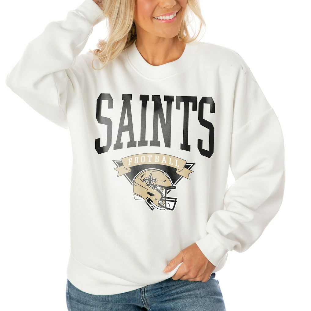 New Orleans Saints Gameday Couture Women's Oversized Yard Line Tri-Blend Pullover Sweatshirt | NFL Near me