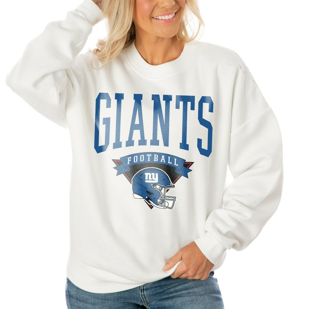 New York Giants Gameday Couture Women's Oversized Yard Line Tri-Blend Pullover Sweatshirt | NFL Online