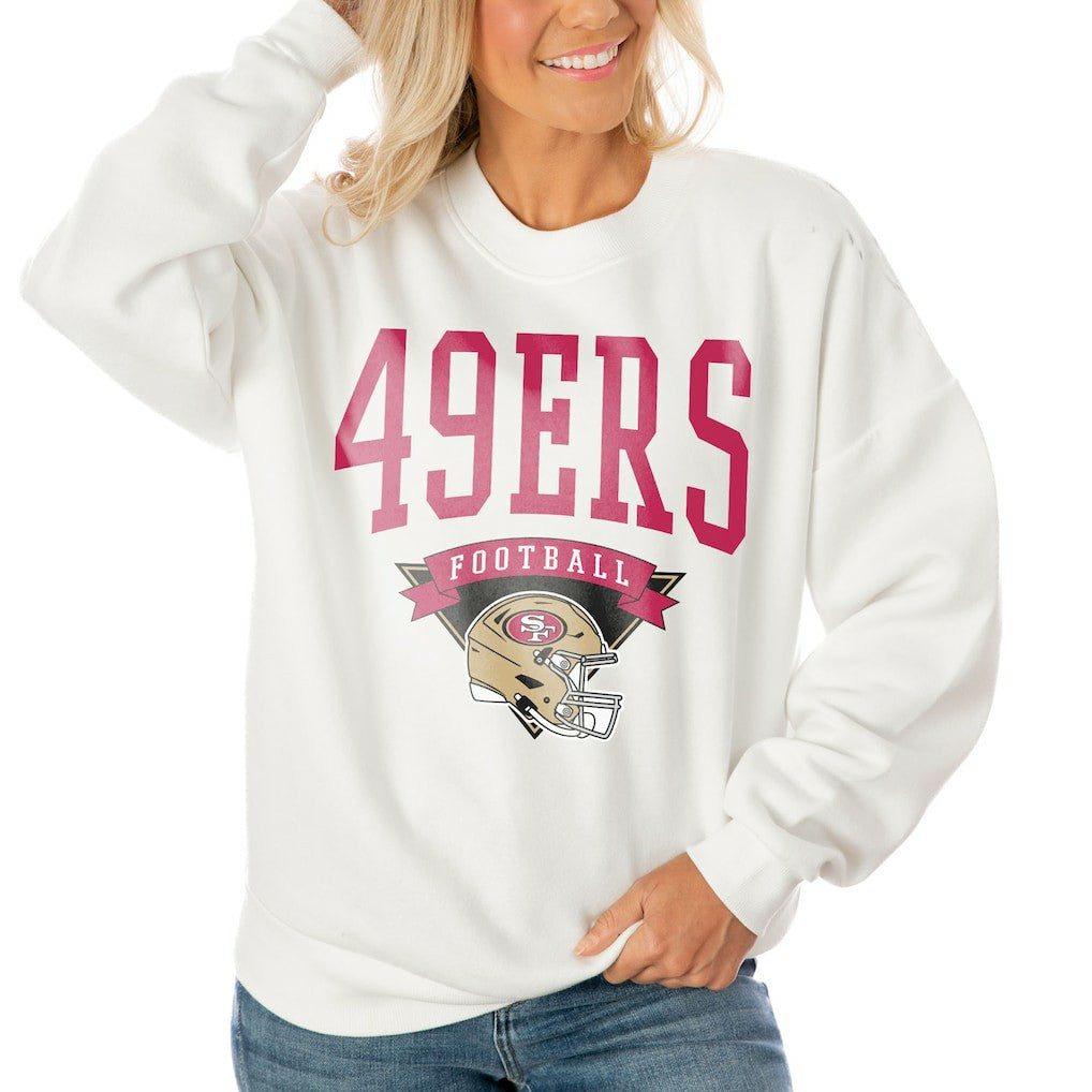 San Francisco 49ers Gameday Couture Women's Oversized Yard Line Tri-Blend Pullover Sweatshirt | NFL On sale