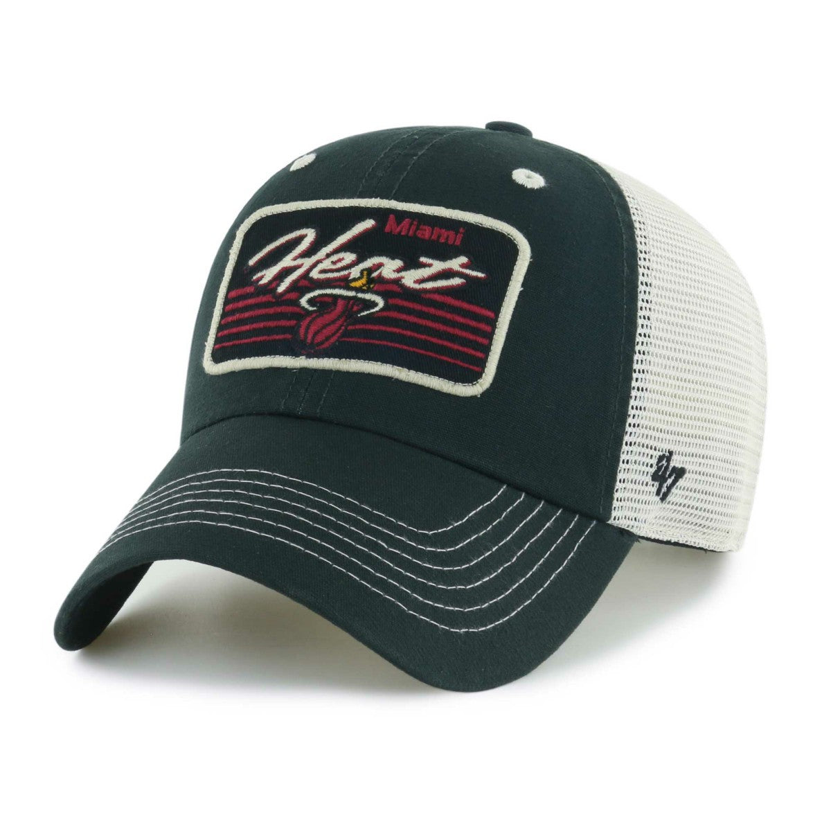 Black Miami Heat '47 Five Point Patch Clean Up Adjustable Hat | NBA