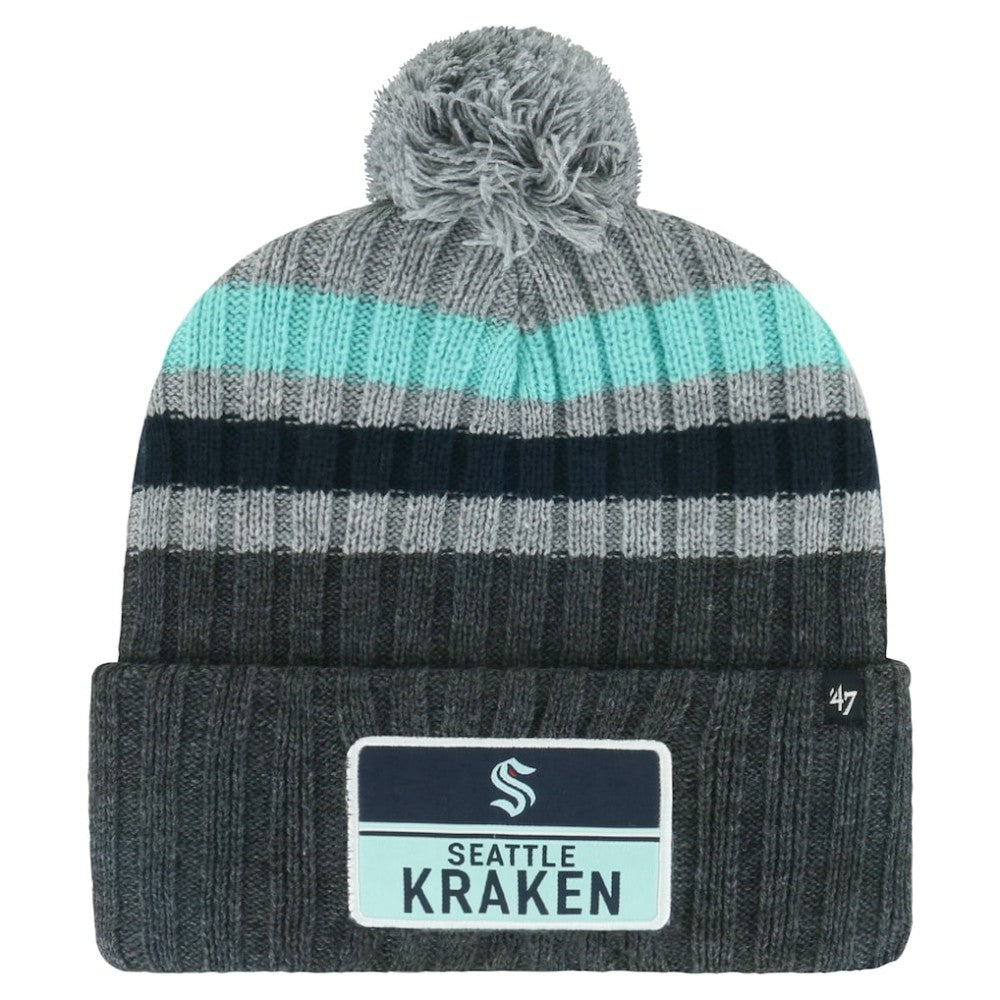 Seattle Kraken '47 Stack Patch Cuffed Knit Hat with Pom -  NHL Hats