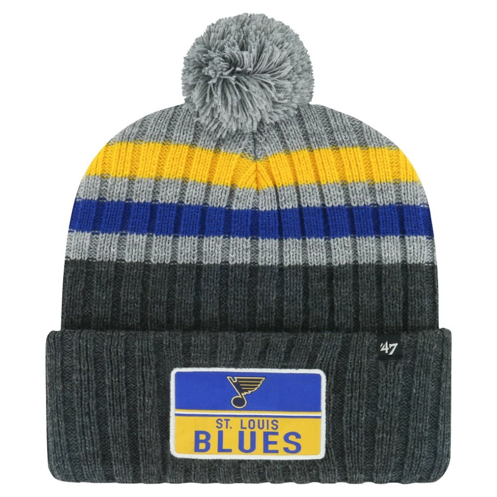 St. Louis Blues '47 Stack Patch Cuffed Knit Hat with Pom -  NHL Hats