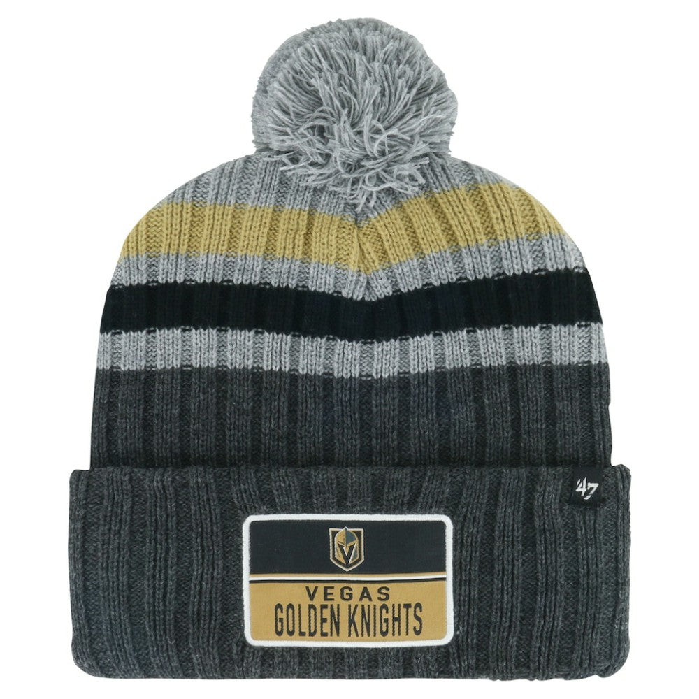 Vegas Golden Knights '47 Stack Patch Cuffed Knit Hat with Pom -  NHL Hats