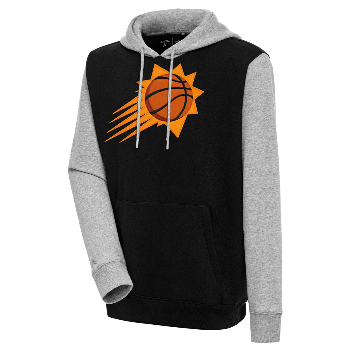 Black/Heather Gray Phoenix Suns Antigua Victory Colorblock Pullover Hoodie | NBA