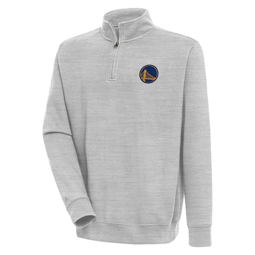 Heather Gray Golden State Warriors Antigua Victory Quarter-Zip Pullover Top sale | NBA