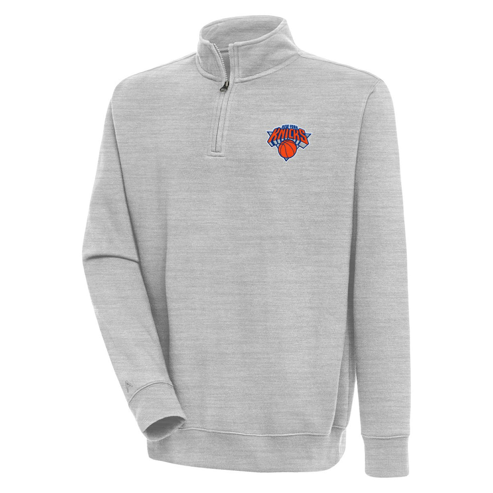 Heather Gray New York Knicks Antigua Victory Quarter-Zip Pullover Top | NBA
