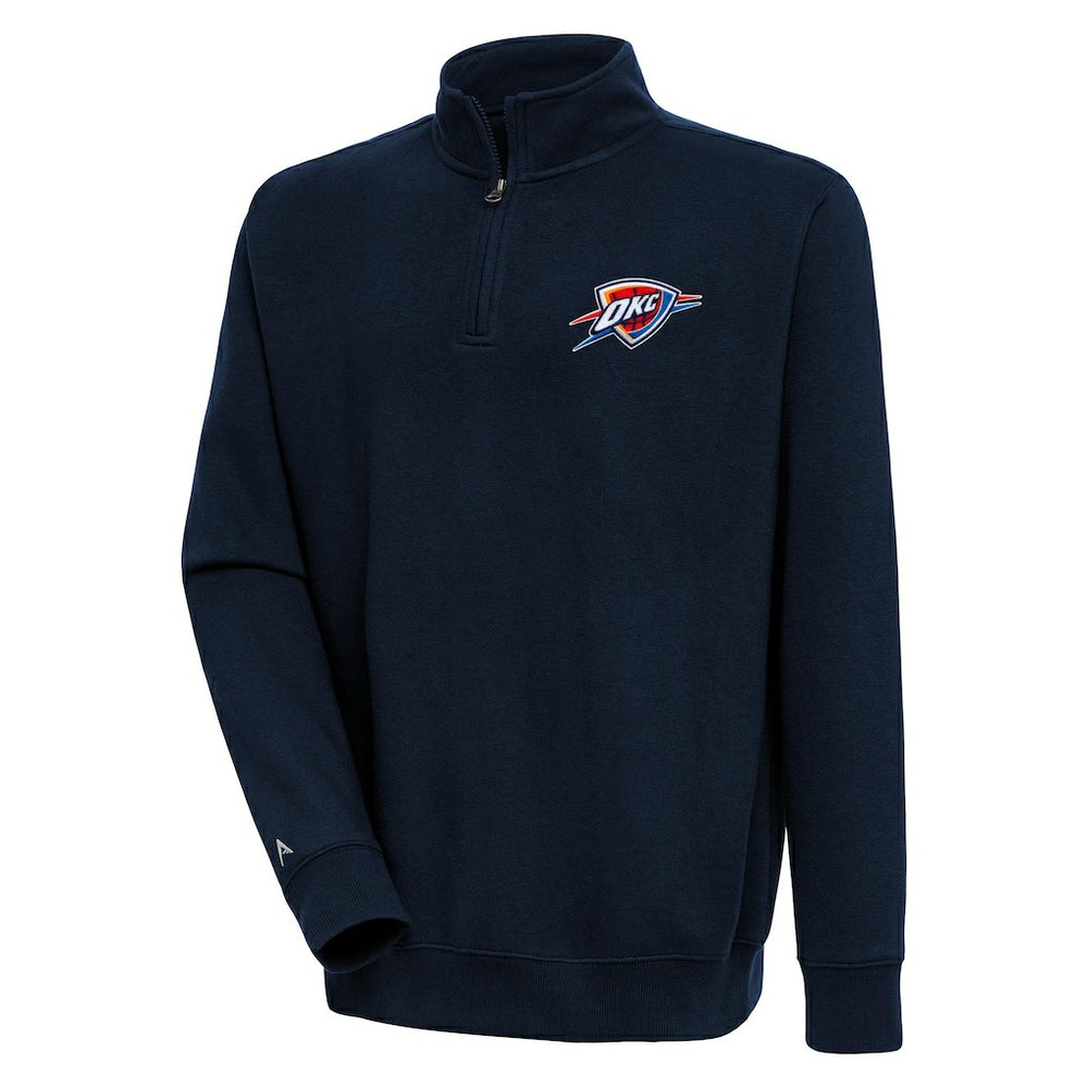 Navy Oklahoma City Thunder Antigua Victory Quarter-Zip Pullover Top | NBA