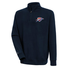Navy Oklahoma City Thunder Antigua Victory Quarter-Zip Pullover Top | NBA