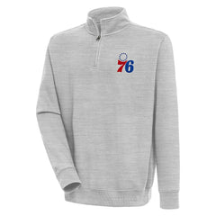 Heather Gray Philadelphia 76ers Antigua Victory Quarter-Zip Pullover Top | NBA