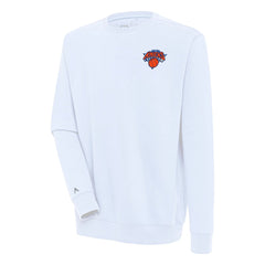 White New York Knicks Antigua Victory Pullover Sweatshirt | NBA