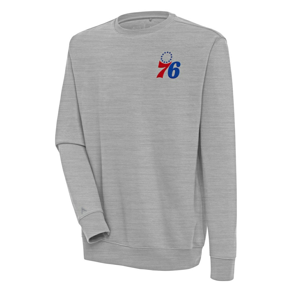 Heather Gray Philadelphia 76ers Antigua Victory Pullover Sweatshirt | NBA