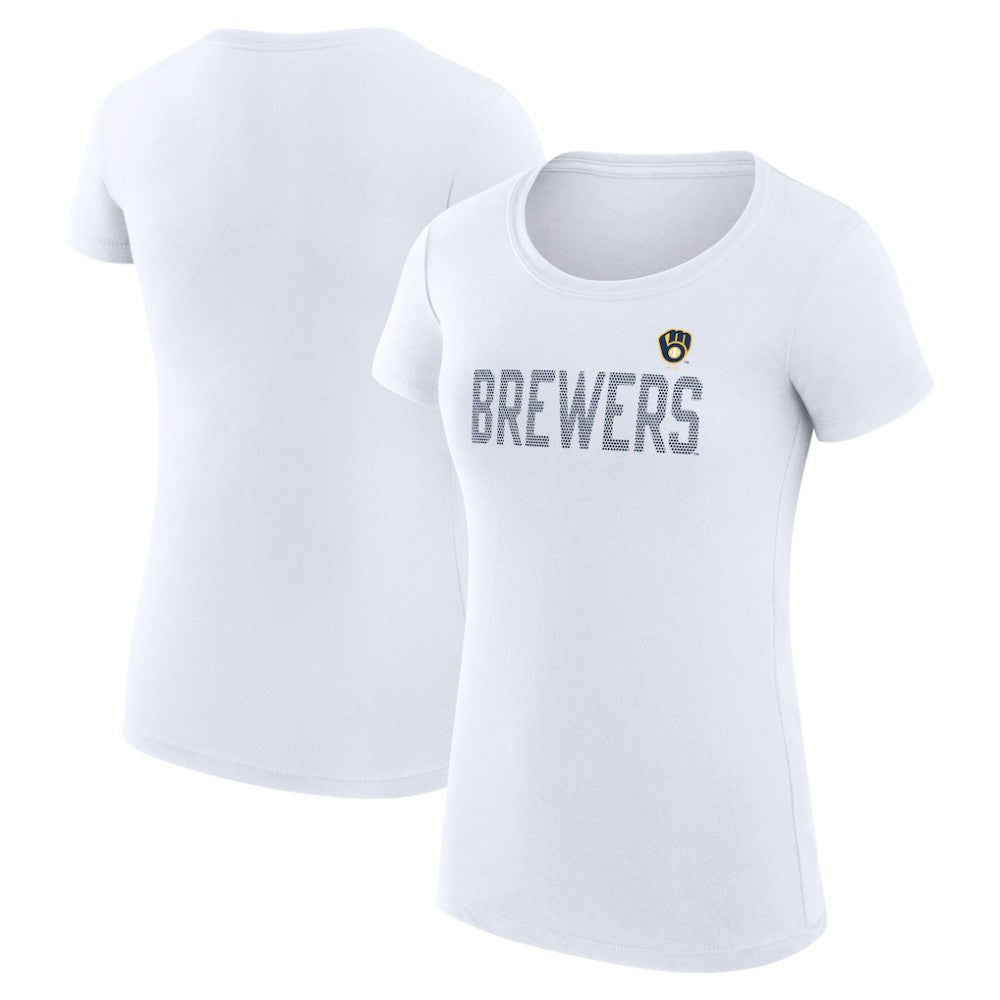 Milwaukee Brewers G-III 4Her by Carl Banks Women's Super-Slim Fit Lightweight Dot Print T-Shirt - MLB T-shirts