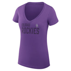 Colorado Rockies G-III 4Her by Carl Banks Women's Super-Slim Fit Lightweight Dot Print V-Neck T-Shirt - MLB T-shirts