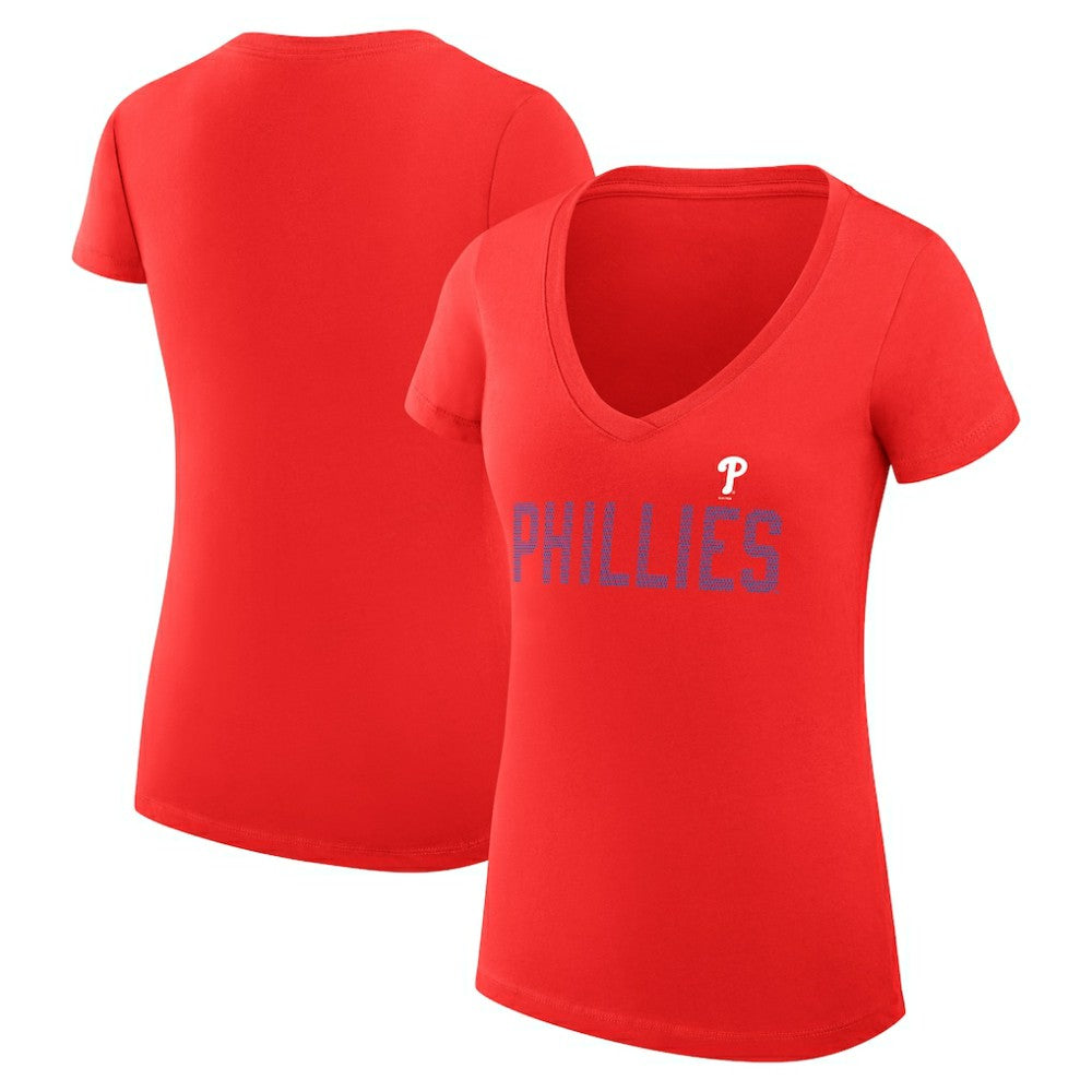 Philadelphia Phillies G-III 4Her by Carl Banks Women's Super-Slim Fit Lightweight Dot Print V-Neck T-Shirt - MLB T-shirts