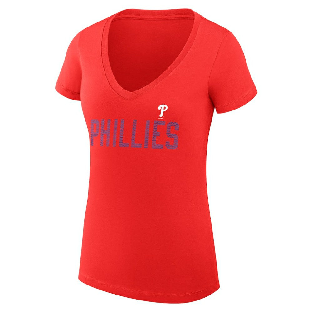 Philadelphia Phillies G-III 4Her by Carl Banks Women's Super-Slim Fit Lightweight Dot Print V-Neck T-Shirt - MLB T-shirts