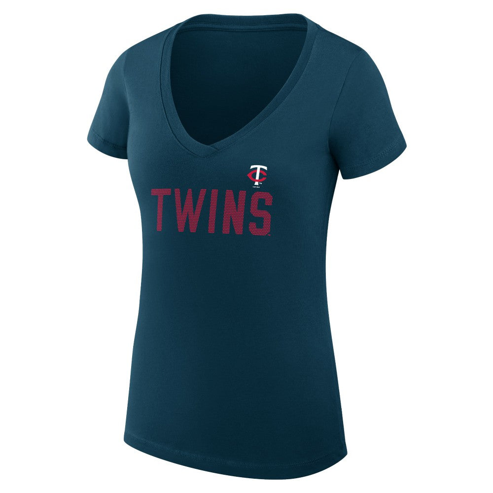 Minnesota Twins G-III 4Her by Carl Banks Women's Super-Slim Fit Lightweight Dot Print V-Neck T-Shirt - MLB T-shirts