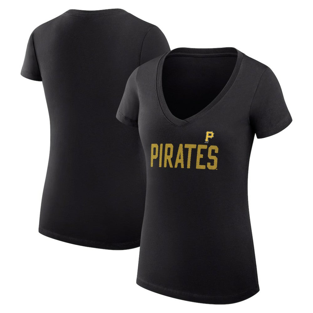Pittsburgh Pirates G-III 4Her by Carl Banks Women's Super-Slim Fit Lightweight Dot Print V-Neck T-Shirt - MLB T-shirts