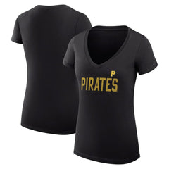 Pittsburgh Pirates G-III 4Her by Carl Banks Women's Super-Slim Fit Lightweight Dot Print V-Neck T-Shirt - MLB T-shirts