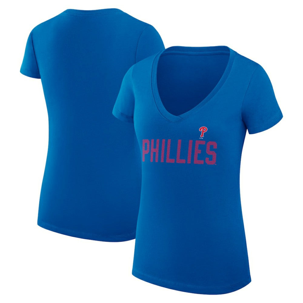 Philadelphia Phillies G-III 4Her by Carl Banks Women's Super-Slim Fit Lightweight Dot Print V-Neck T-Shirt - MLB T-shirts
