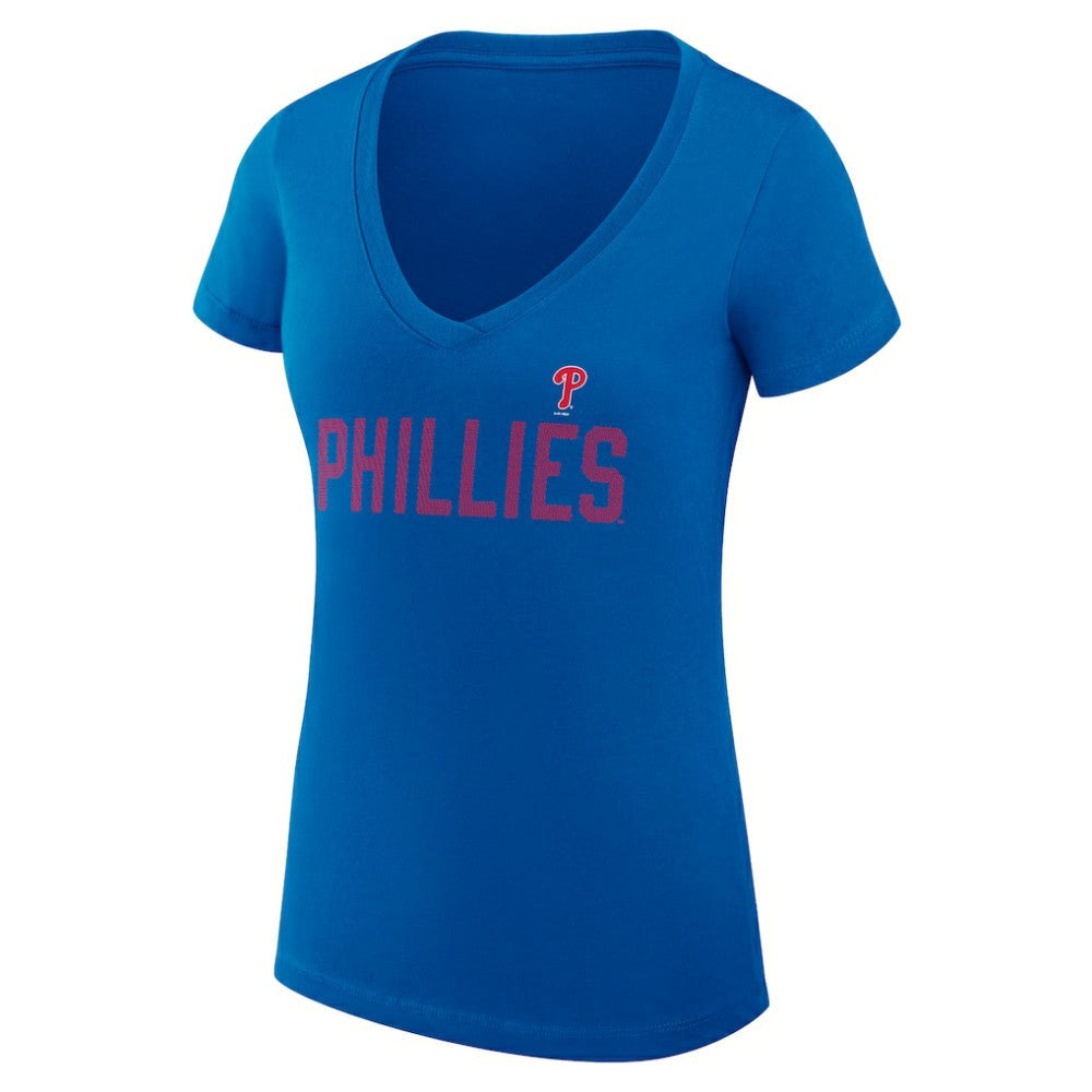 Philadelphia Phillies G-III 4Her by Carl Banks Women's Super-Slim Fit Lightweight Dot Print V-Neck T-Shirt - MLB T-shirts
