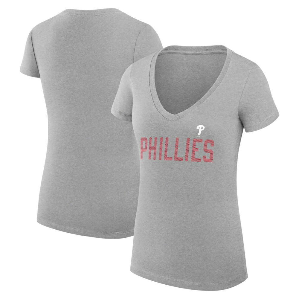 Philadelphia Phillies G-III 4Her by Carl Banks Women's Super-Slim Fit Lightweight Dot Print V-Neck T-Shirt - MLB T-shirts