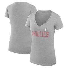 Philadelphia Phillies G-III 4Her by Carl Banks Women's Super-Slim Fit Lightweight Dot Print V-Neck T-Shirt - MLB T-shirts