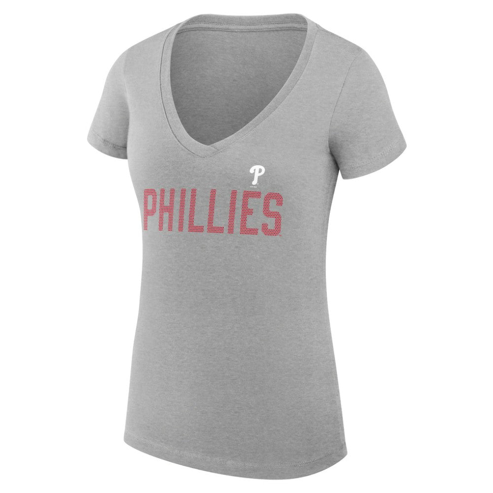 Philadelphia Phillies G-III 4Her by Carl Banks Women's Super-Slim Fit Lightweight Dot Print V-Neck T-Shirt - MLB T-shirts