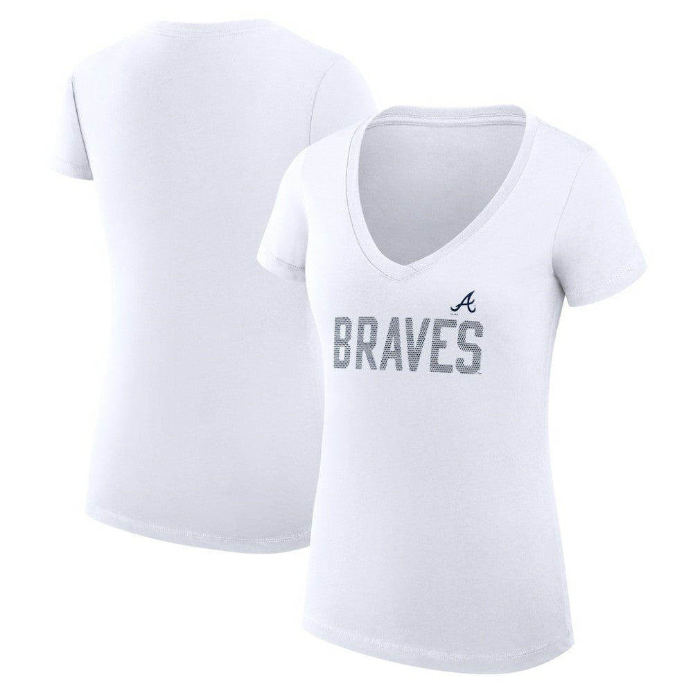 Atlanta Braves G-III 4Her by Carl Banks Women's Super-Slim Fit Lightweight Dot Print V-Neck T-Shirt - MLB T-shirts