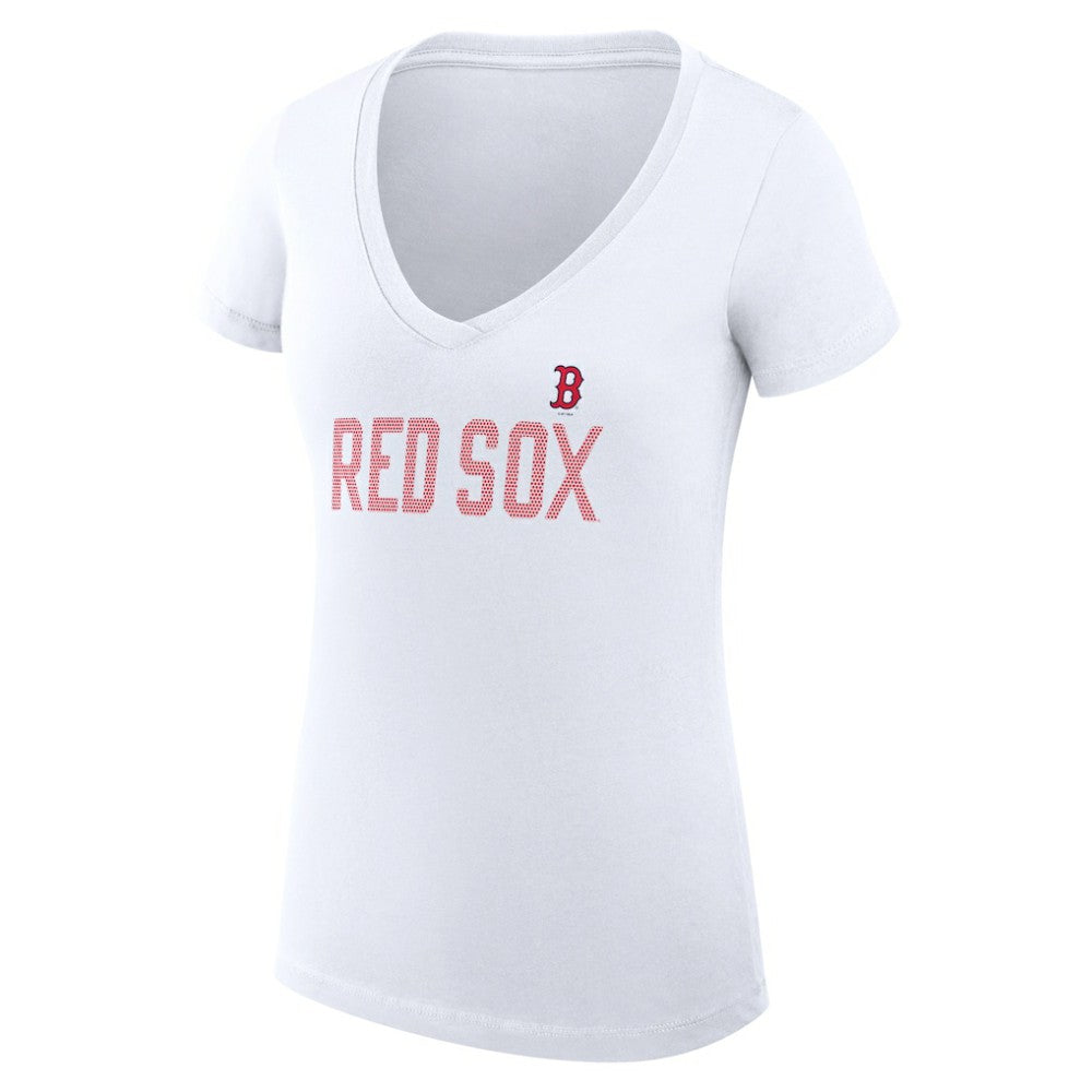 Boston Red Sox G-III 4Her by Carl Banks Women's Super-Slim Fit Lightweight Dot Print V-Neck T-Shirt - MLB T-shirts