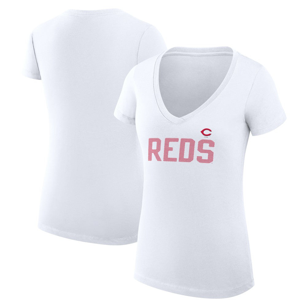 Cincinnati Reds G-III 4Her by Carl Banks Women's Super-Slim Fit Lightweight Dot Print V-Neck T-Shirt - MLB T-shirts