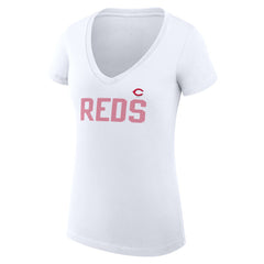 Cincinnati Reds G-III 4Her by Carl Banks Women's Super-Slim Fit Lightweight Dot Print V-Neck T-Shirt - MLB T-shirts
