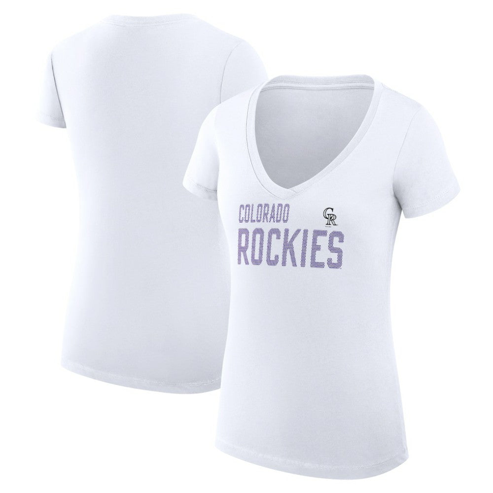 Colorado Rockies G-III 4Her by Carl Banks Women's Super-Slim Fit Lightweight Dot Print V-Neck T-Shirt - MLB T-shirts