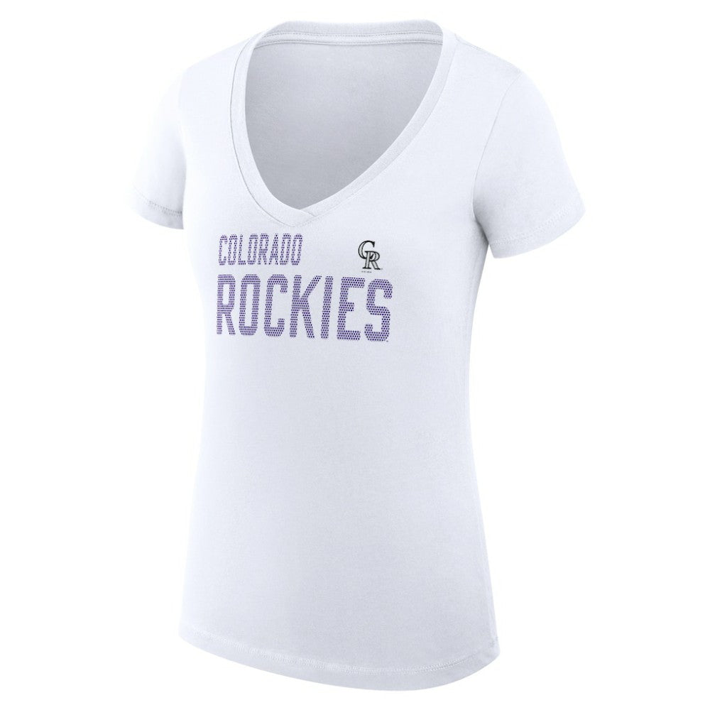 Colorado Rockies G-III 4Her by Carl Banks Women's Super-Slim Fit Lightweight Dot Print V-Neck T-Shirt - MLB T-shirts