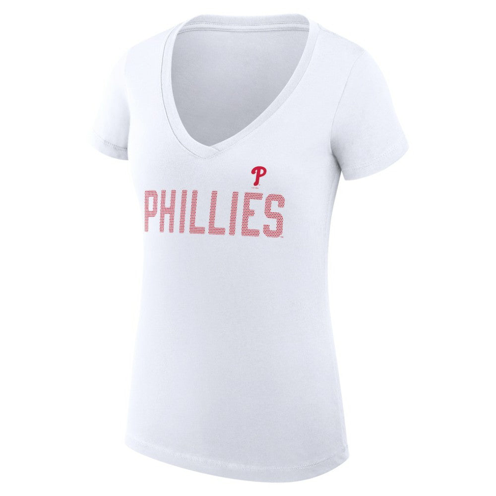 Philadelphia Phillies G-III 4Her by Carl Banks Women's Super-Slim Fit Lightweight Dot Print V-Neck T-Shirt - MLB T-shirts