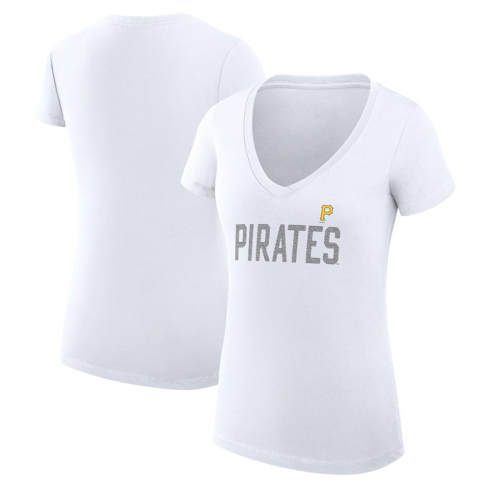Pittsburgh Pirates G-III 4Her by Carl Banks Women's Super-Slim Fit Lightweight Dot Print V-Neck T-Shirt - MLB T-shirts