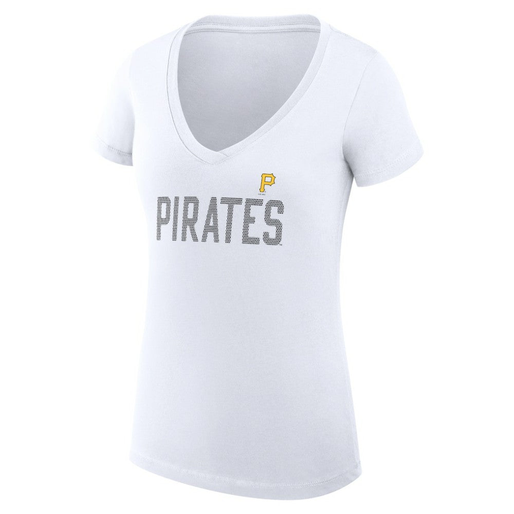 Pittsburgh Pirates G-III 4Her by Carl Banks Women's Super-Slim Fit Lightweight Dot Print V-Neck T-Shirt - MLB T-shirts