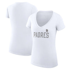 San Diego Padres G-III 4Her by Carl Banks Women's Super-Slim Fit Lightweight Dot Print V-Neck T-Shirt - MLB T-shirts