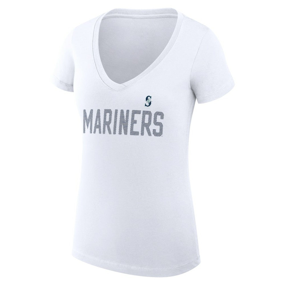 Seattle Mariners G-III 4Her by Carl Banks Women's Super-Slim Fit Lightweight Dot Print V-Neck T-Shirt - MLB T-shirts