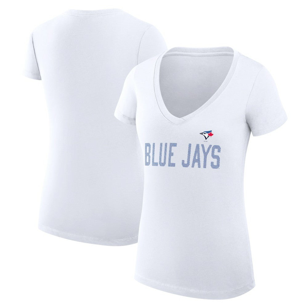 Toronto Blue Jays G-III 4Her by Carl Banks Women's Super-Slim Fit Lightweight Dot Print V-Neck T-Shirt - MLB T-shirts